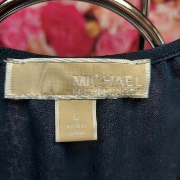 Michael Kors Women's Animal Print Peplum Top Elastic around waist Size Large - Picture 5 of 8